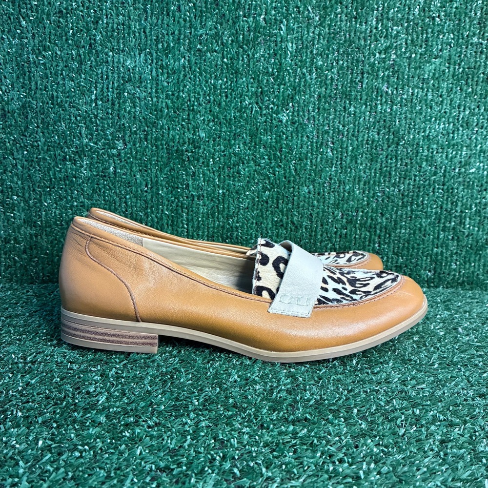NEW Naturalizer Veronica Animal Print Cow Hair LTR Loafers Brown Womens 7.5 Wide